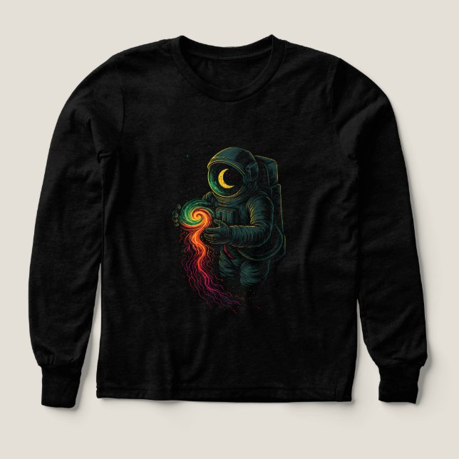 Astronaut hält eine kosmische Spirale (Design Vorderseite)