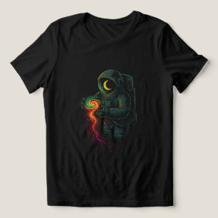 Astronaut hält eine kosmische Spirale Tri-Blend Shirt