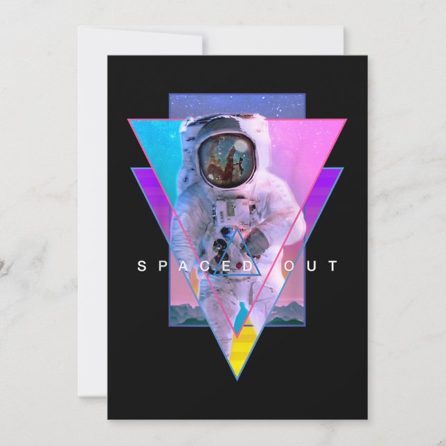 Astronaut hat den ästhetischen Vaporwave-Wellness- Save The Date (Vorderseite)