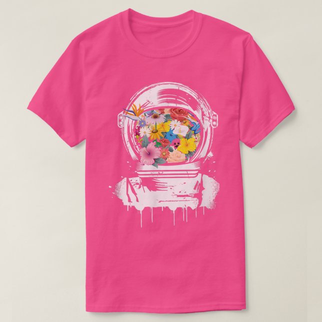 Astronaut helmet drawing filled with colourful flo T-Shirt (Design vorne)