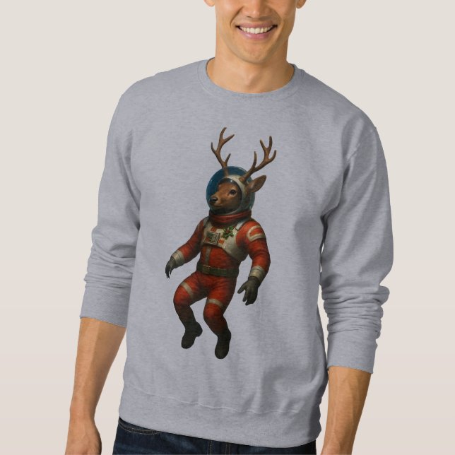 Astronaut Hirsch im roten Anzug Sweatshirt (Vorderseite)