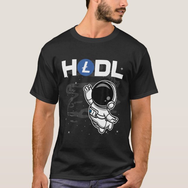 Astronaut HODL Litecoin LTC Coin To The Moon Crypt T-Shirt (Vorderseite)