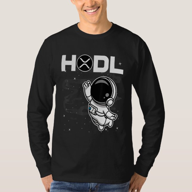 Astronaut Hodl Ripple XRP-Münze zum Mondkrypto T-Shirt (Vorderseite)