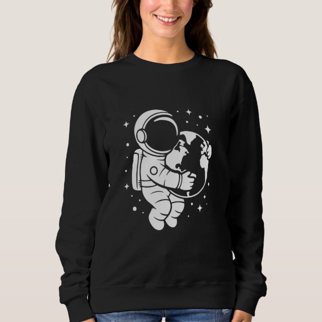 Astronaut Holding Earth Space Graphic Art Design Sweatshirt (Vorderseite)