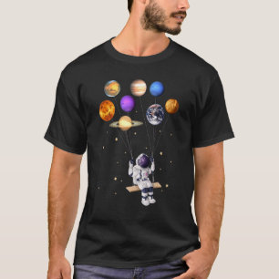 Astronaut Holding Planet Balloons Science Solar Sy T-Shirt