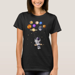 Astronaut Holding Planet Balloons Science Solar Sy T-Shirt