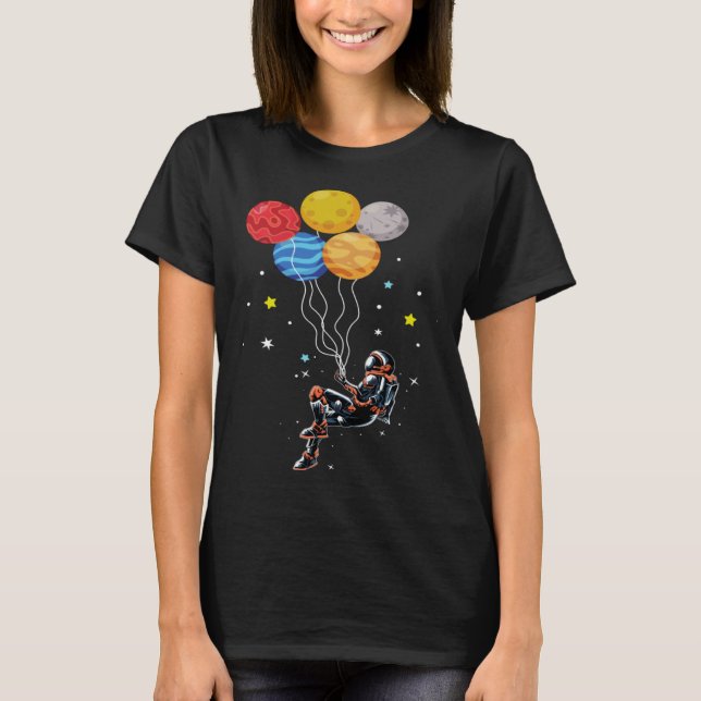 Astronaut Holding Planet Balloons The Spaceman s T T-Shirt (Vorderseite)