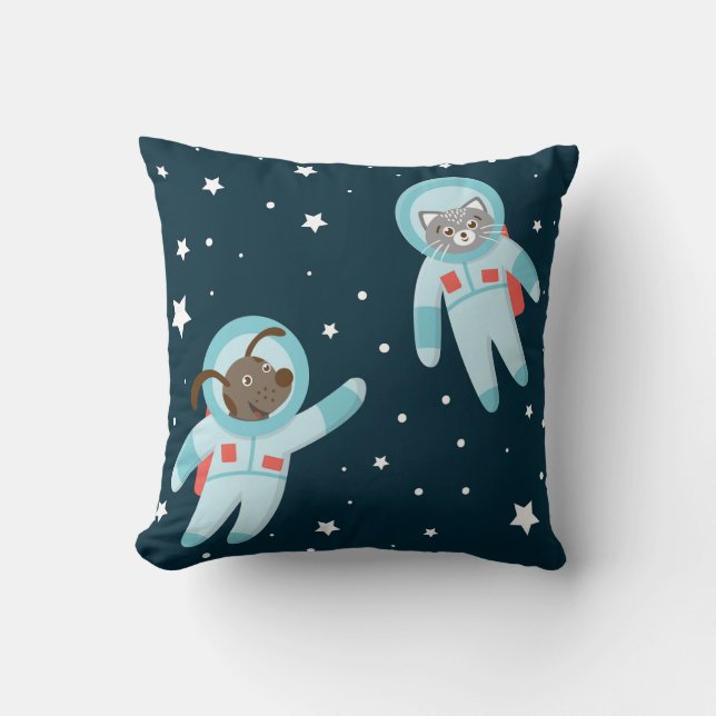 Astronaut Hund & Katze  Kissen (Vorderseite)