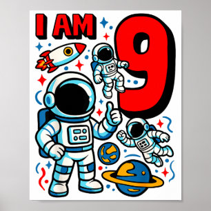 Astronaut Ich Bin 9 Jahre Alt Geburtstagsjunge 10. Poster