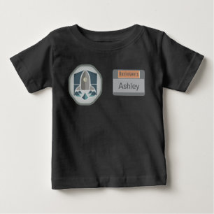 Astronaut-Identitäts-Abzeichen und Rocket-Logo Baby T-shirt