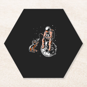 Astronaut im All mit Cat Funny Cover Untersetzer