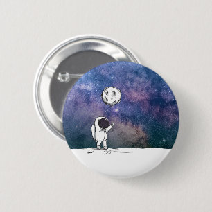 Astronaut im All mit Mondballon Kosmostars Button