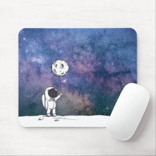 Astronaut im All mit Mondballon Kosmostars Mousepad