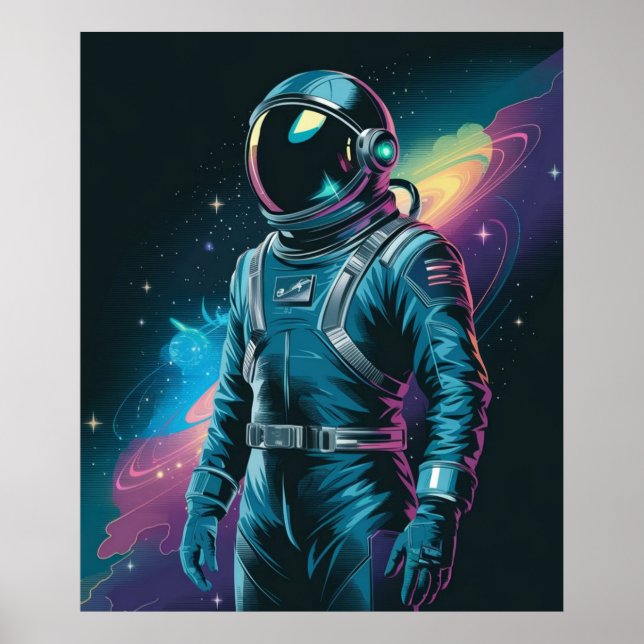 Astronaut im futuristischen Anzug Poster (Vorne)