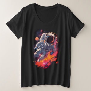 Astronaut im Galaxy-Hintergrund verloren Große Größe T-Shirt