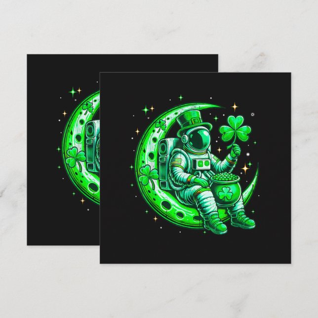 Astronaut im Mondraum am St. Patrick's Day (Vorne/Hinten)