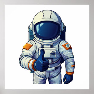 Astronaut im Raumanzug zeigt Daumen hoch Poster