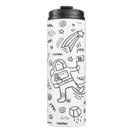 Astronaut im Raumdoodle Thermosbecher