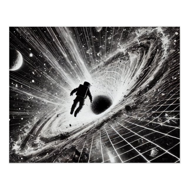 Astronaut im Strudel des Schwarzen Lochs – Dramati Poster (Vorderseite)