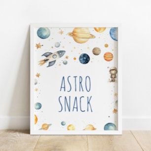 Astronaut im Weltraum Astro Snacks Geburtstag Poster