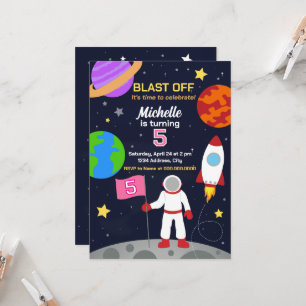Astronaut im Weltraum - Einladung zum Geburtstag