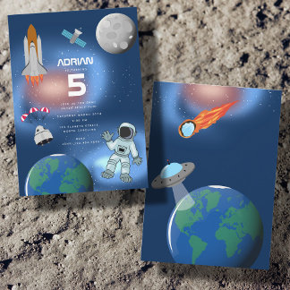 Astronaut im Weltraum Galaxy Thema Geburtstagspart Einladung