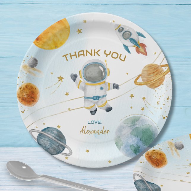 Astronaut im Weltraum Geburtstags Dankeschön Pappteller (Von Creator hochgeladen)