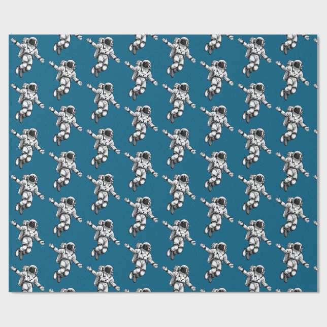 Astronaut im Weltraum Geschenkpapier (Flach)