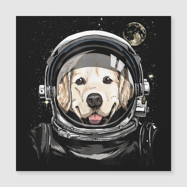 Astronaut im Weltraum Golden Retriever Lover Pet D Magnetkarte (Vorderseite)