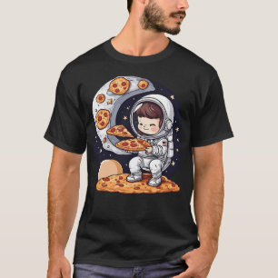 Astronaut im Weltraum isst Pizza T-Shirt