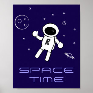 Astronaut im Weltraum - Kunst im Lila, Schwarz und Poster