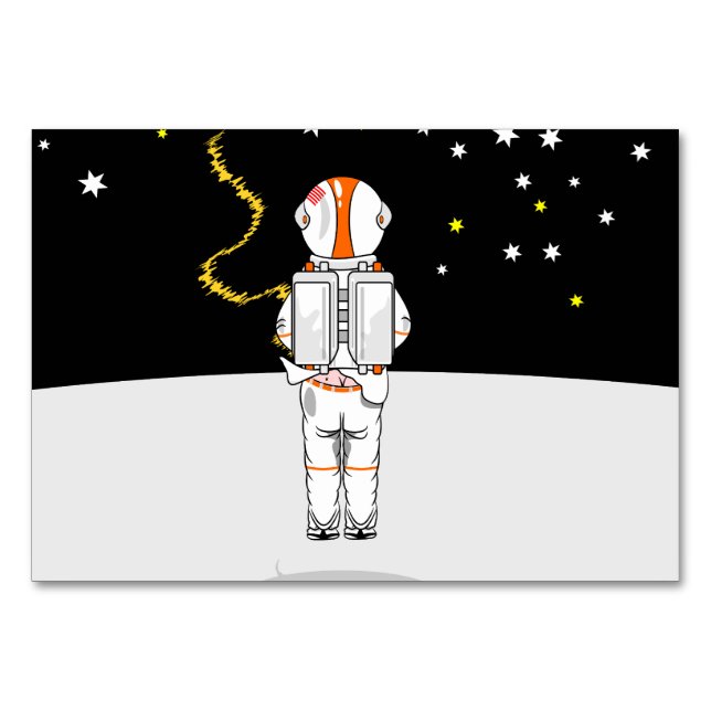 Astronaut im Weltraum mit Kurzem Wind gefangen Tischnummer (Vorderseite)