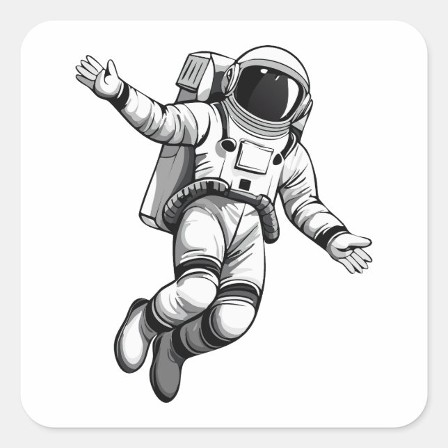 Astronaut im Weltraum Quadratischer Aufkleber (Vorderseite)
