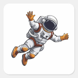 Astronaut im Weltraum Quadratischer Aufkleber