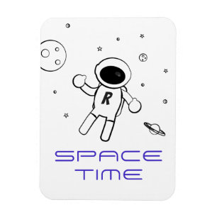 Astronaut im Weltraum - Skizzierte Kunst in Schwar Magnet