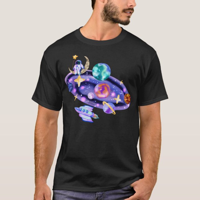 Astronaut im Weltraum T-Shirt (Vorderseite)