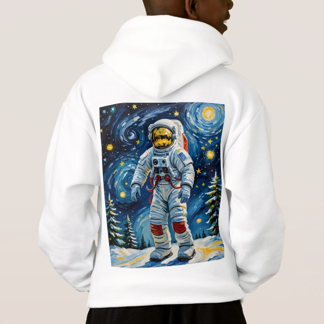 Astronaut im Winterwald Hoodie (Rückseite)