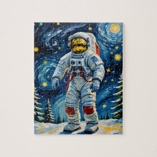 Astronaut im Winterwald Puzzle