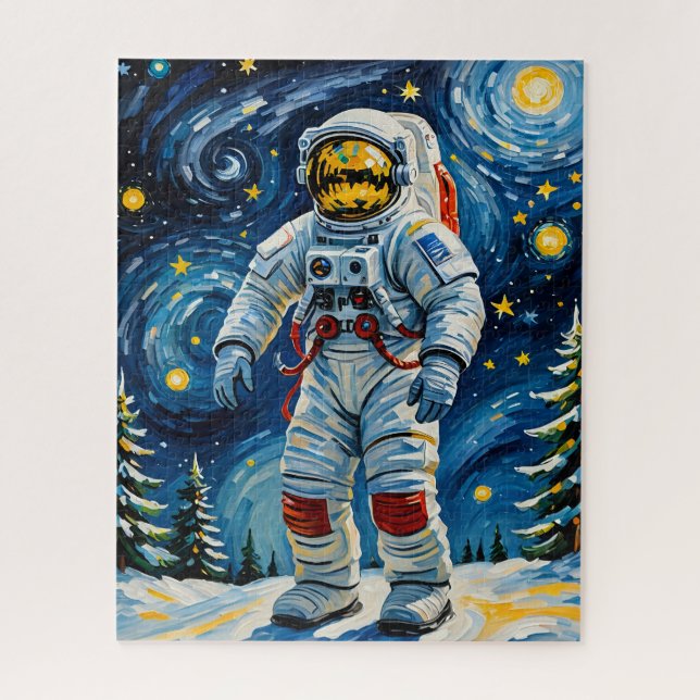 Astronaut im Winterwald Puzzle (Vertikal)