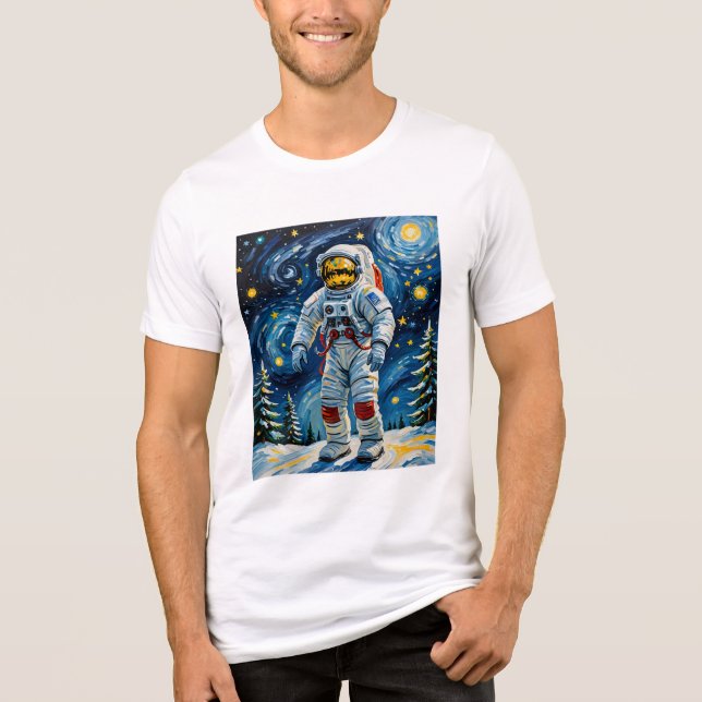 Astronaut im Winterwald Tri-Blend Shirt (Vorderseite)