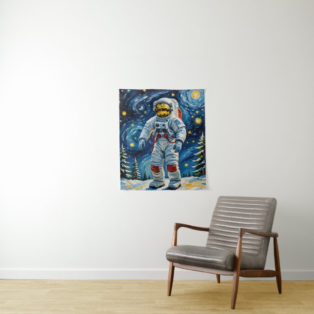 Astronaut im Winterwald Wandteppich (Beispiel)