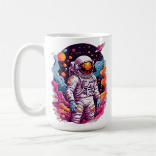 Astronaut in der Galaxie verloren Kaffeetasse