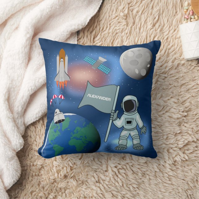 Astronaut in der Weltraumgalaxie Personalisierter  Kissen (Decke)
