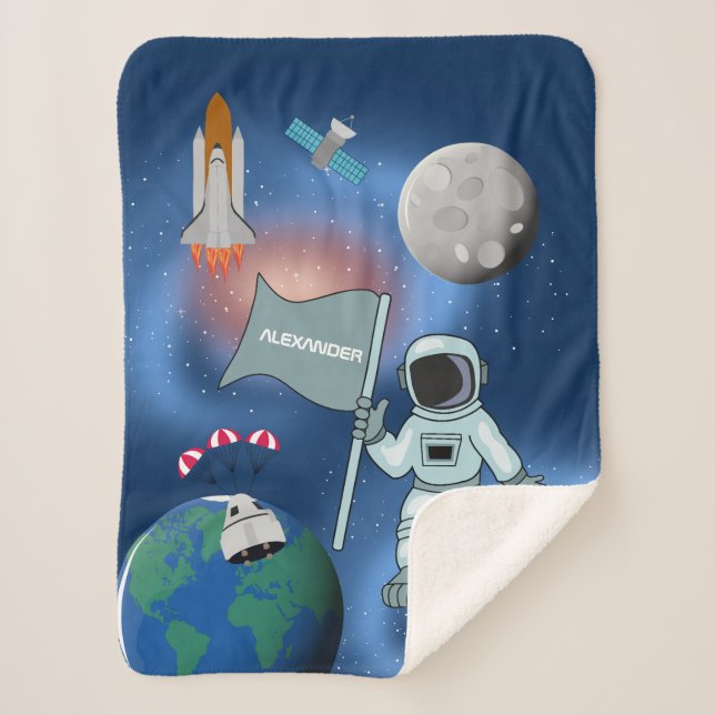 Astronaut in der Weltraumgalaxie Personalisierter  Sherpadecke (Vorderseite)