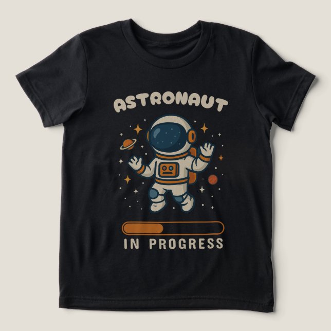 Astronaut in Progress Niedlich Kids T - Shirt (Design Vorderseite)