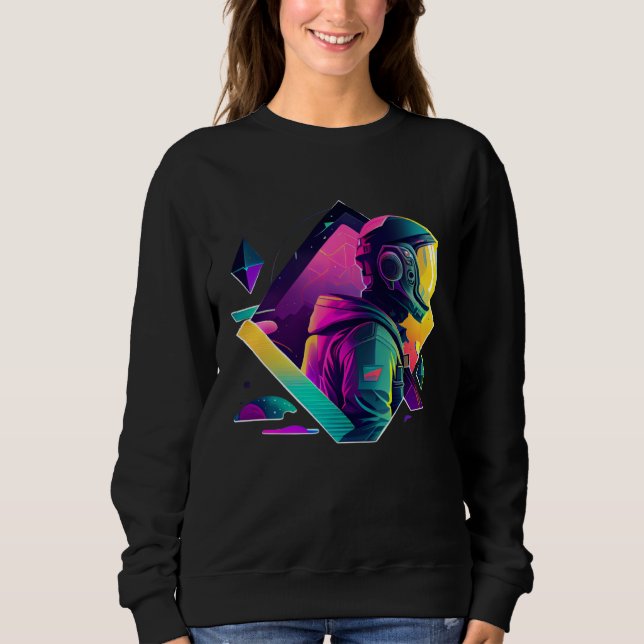 Astronaut in Space Aesthetic Wave Planet Eclipse   Sweatshirt (Vorderseite)