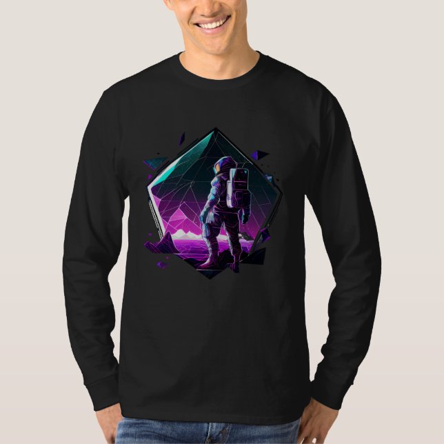 Astronaut in Space Aesthetic Wave Planet Eclipse   T-Shirt (Vorderseite)