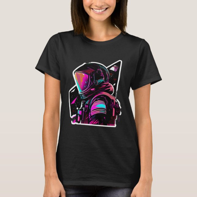 Astronaut in Space Aesthetic Wave Planet Eclipse   T-Shirt (Vorderseite)