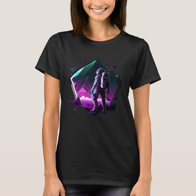 Astronaut in Space Aesthetic Wave Planet Eclipse   T-Shirt (Vorderseite)