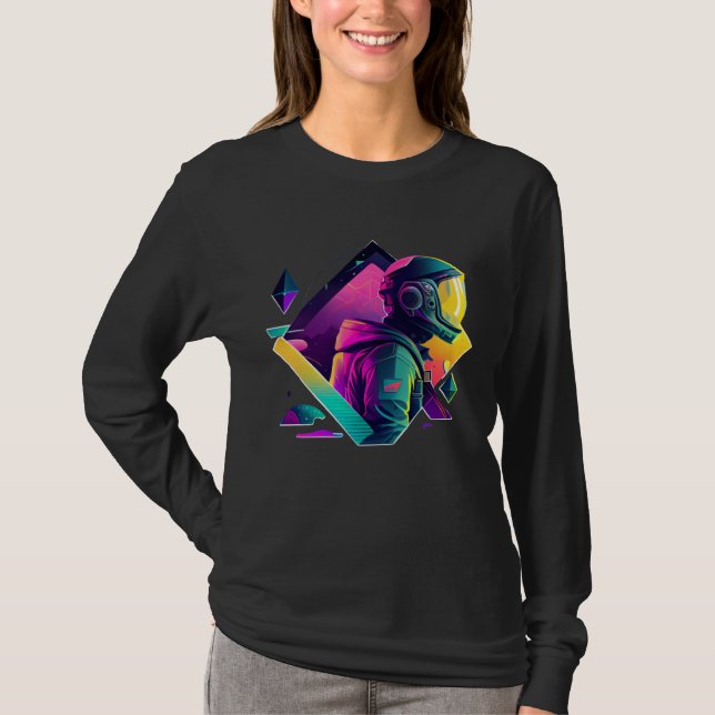 Astronaut in Space Aesthetic Wave Planet Eclipse   T-Shirt (Vorderseite)